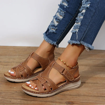 Sandalias cuña mujer diseño cruzado casual - Eliane