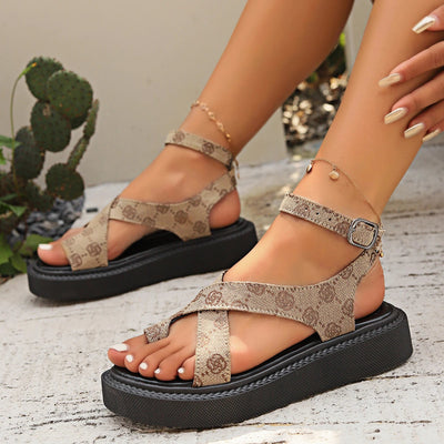 Sandalias plataforma mujer tiras cruzadas estampado leopardo - Nairi