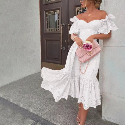 Vestido midi mujer hombros descubiertos encaje - Eloïse