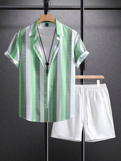 Conjunto verano hombre camisa rayas y short casual - Elio
