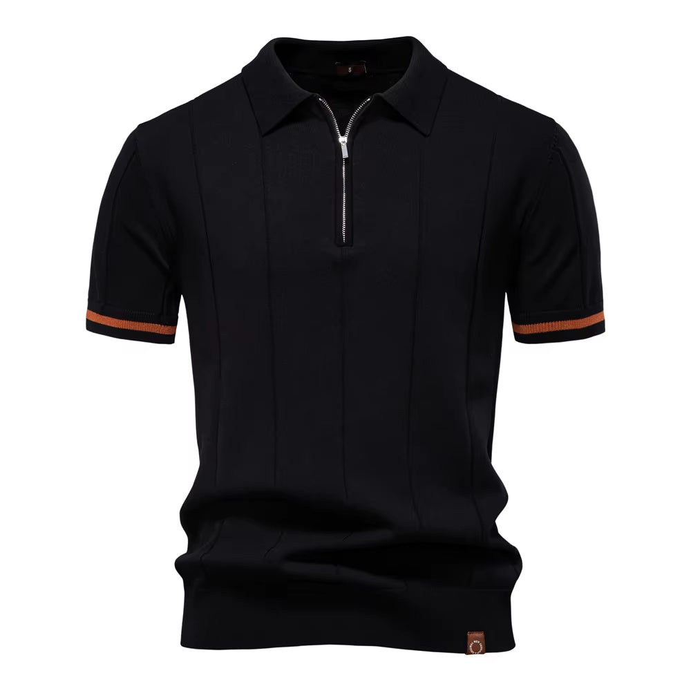 Polo deportivo hombre manga corta cremallera - Leandro