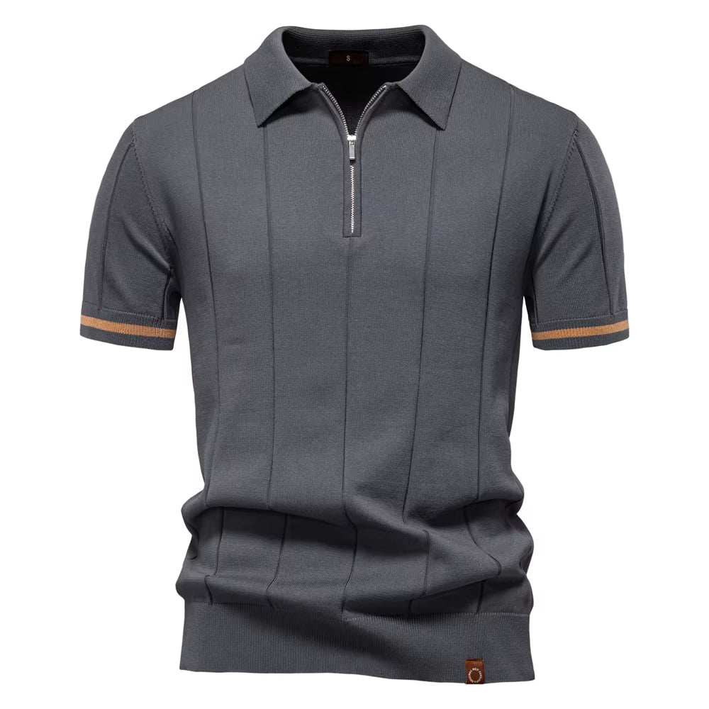Polo deportivo hombre manga corta cremallera - Leandro