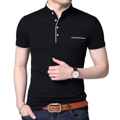 Polo hombre cuello mao botones contraste elegante - Dante