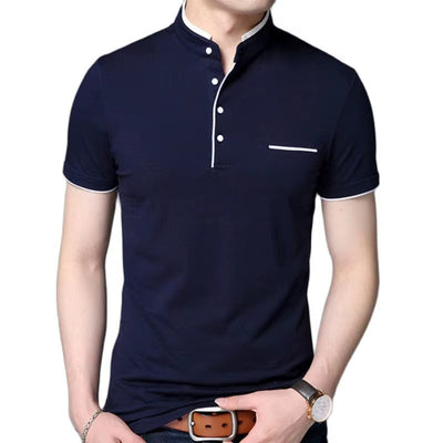 Polo hombre cuello mao botones contraste elegante - Dante
