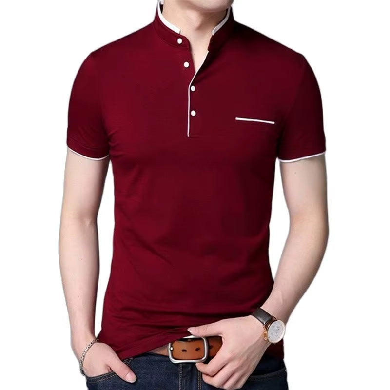 Polo hombre cuello mao botones contraste elegante - Dante