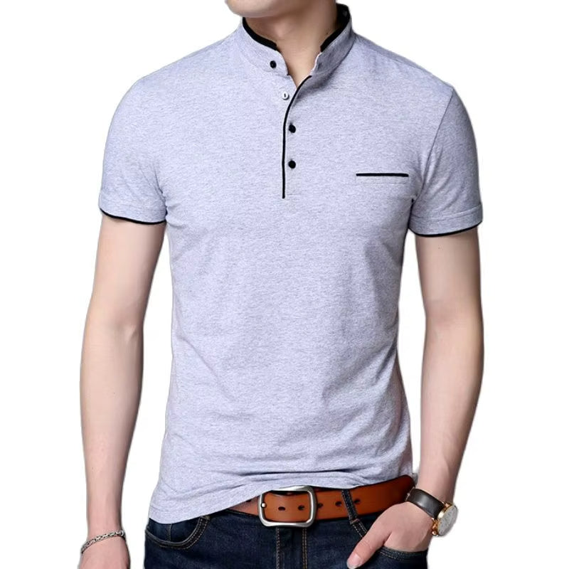Polo hombre cuello mao botones contraste elegante - Dante