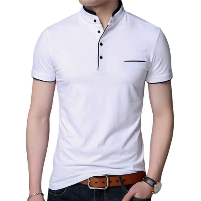 Polo hombre cuello mao botones contraste elegante - Dante
