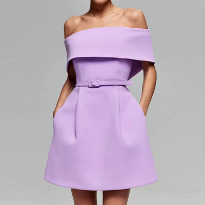 Vestido corto mujer escote bardot plisado elegante - Liora