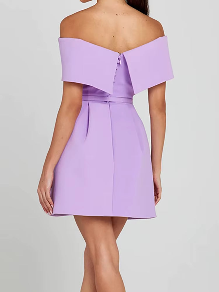 Vestido corto mujer escote bardot plisado elegante - Liora