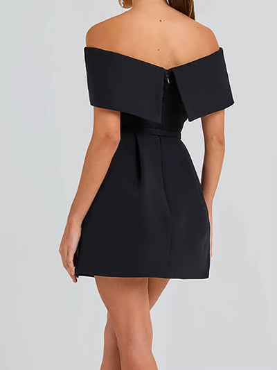 Vestido corto mujer escote bardot plisado elegante - Liora