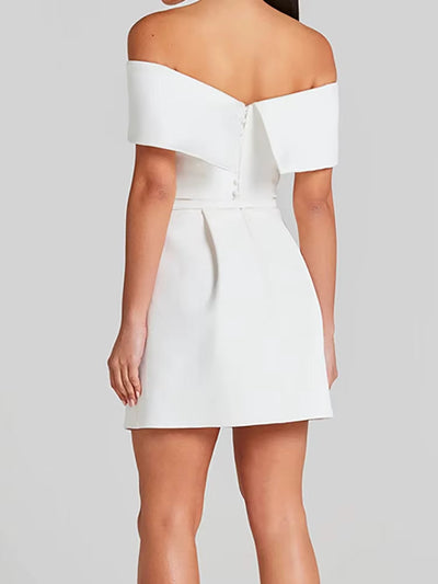 Vestido corto mujer escote bardot plisado elegante - Liora