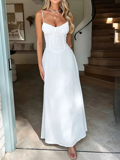 Vestido largo mujer escote corazón tirantes finos - Liora