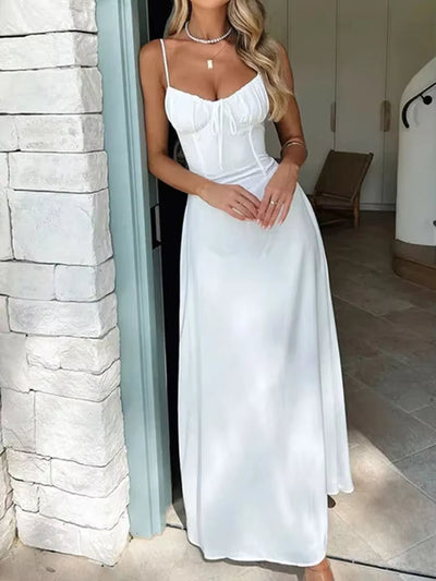 Vestido largo mujer escote corazón tirantes finos - Liora