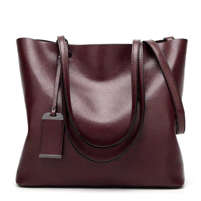 Bolso de hombro para mujer estilo retro cuero liso burdeos - Elea