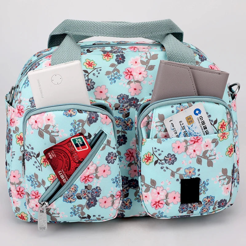 Bolso de hombro mujer con múltiples bolsillos estampado floral - Elora