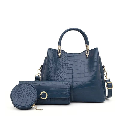 Bolso de mano mujer diseño cocodrilo 3 piezas - Valentina