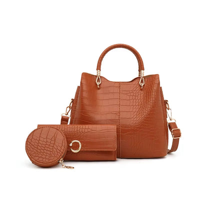 Bolso de mano mujer diseño cocodrilo 3 piezas - Valentina