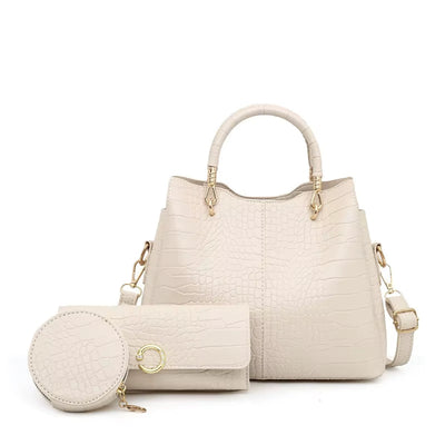 Bolso de mano mujer diseño cocodrilo 3 piezas - Valentina