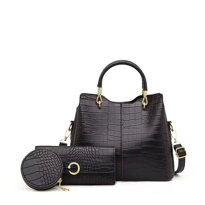 Bolso de mano mujer diseño cocodrilo 3 piezas - Valentina