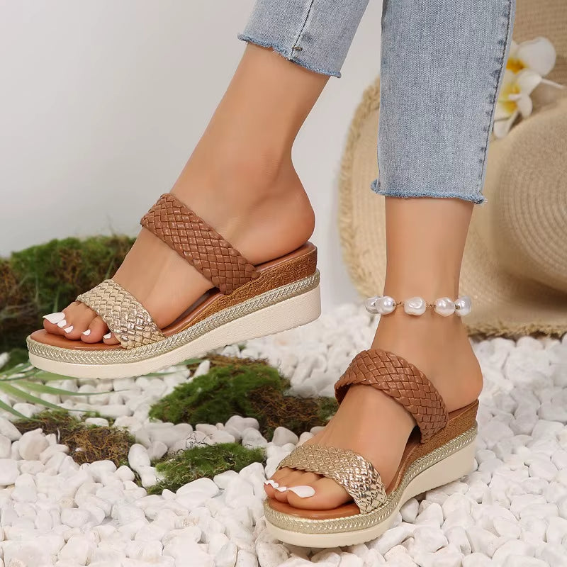 Sandalias para mujer de tiras tejidas con suela ergonómica - Mónica
