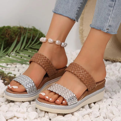 Sandalias para mujer de tiras tejidas con suela ergonómica - Mónica