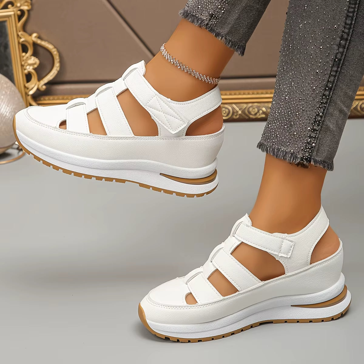 Sandalias para mujer piel sintética acolchada estilo plataforma - Julieta