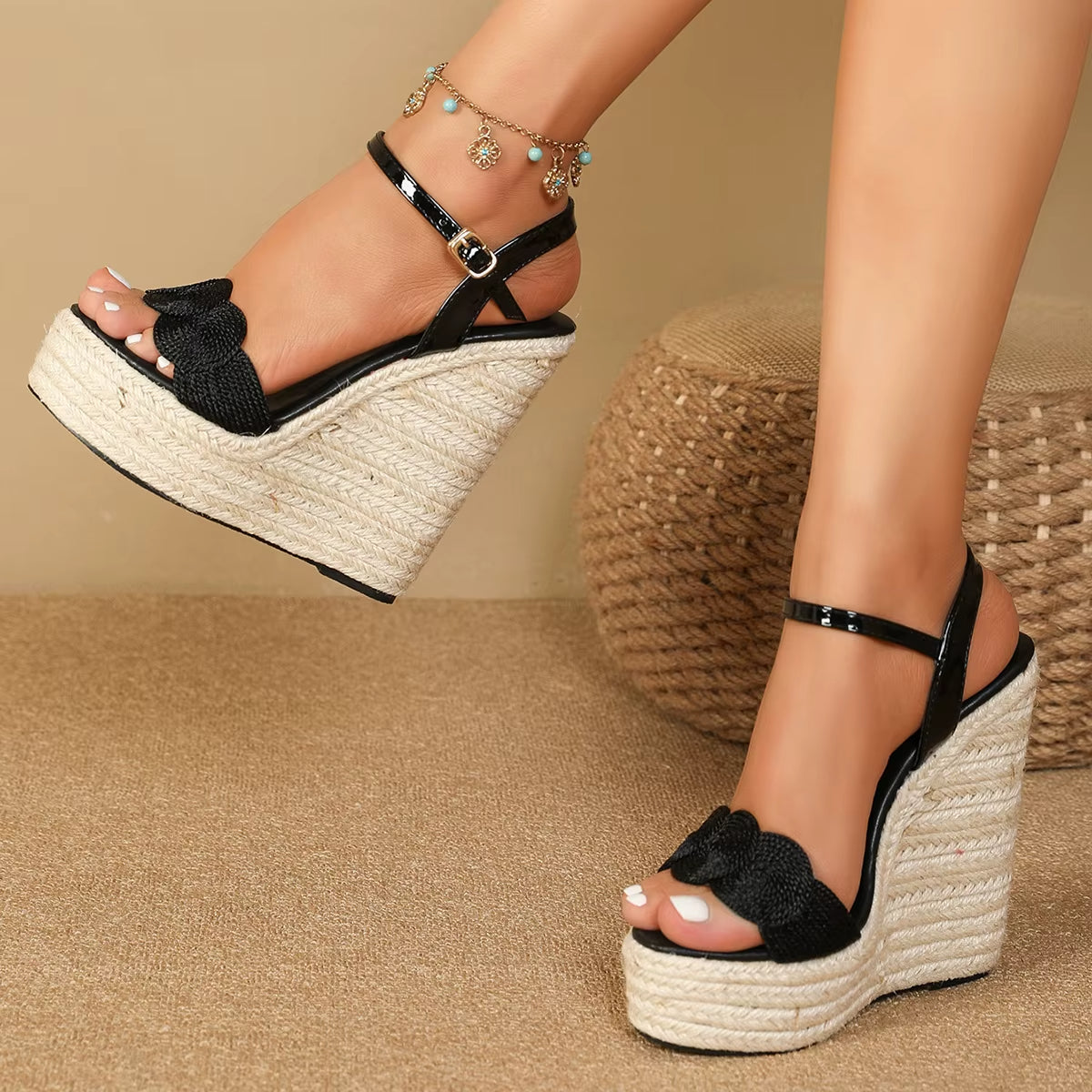 Sandalias para mujer cuña yute diseño trenzado - Adriana