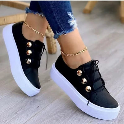 Zapatillas de plataforma para mujer acabado brillante con detalles metálicos - Alma