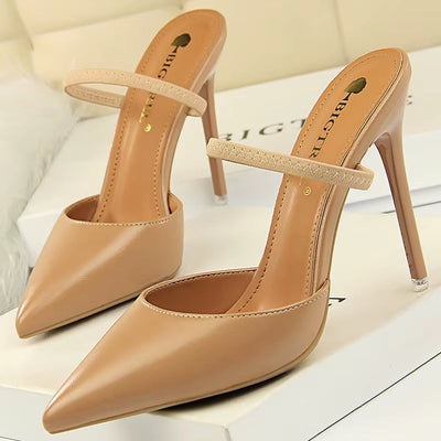Zapatos de tacón para mujer de punta fina con talón abierto - Camila