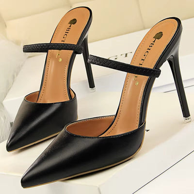 Zapatos de tacón para mujer de punta fina con talón abierto - Camila
