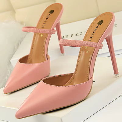 Zapatos de tacón para mujer de punta fina con talón abierto - Camila
