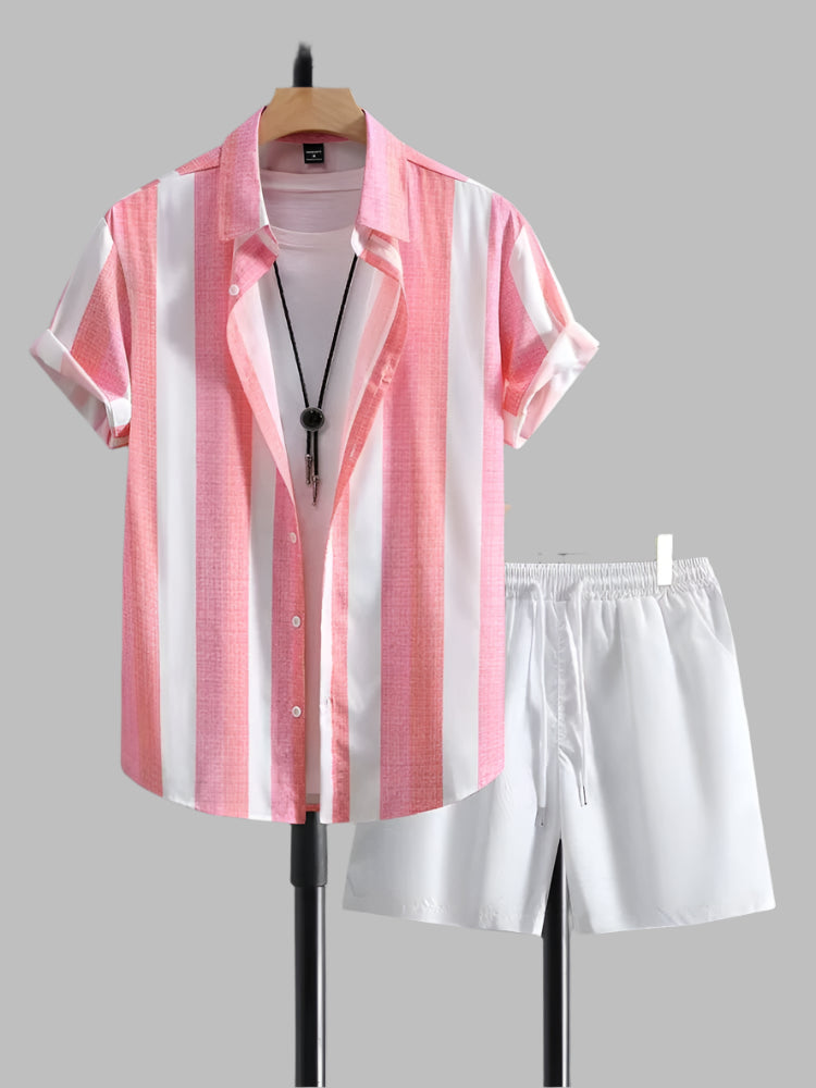 Conjunto verano hombre camisa rayas y short casual - Elio