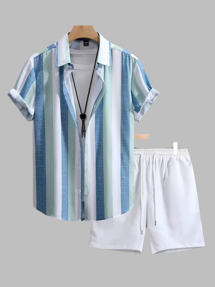 Conjunto verano hombre camisa rayas y short casual - Elio