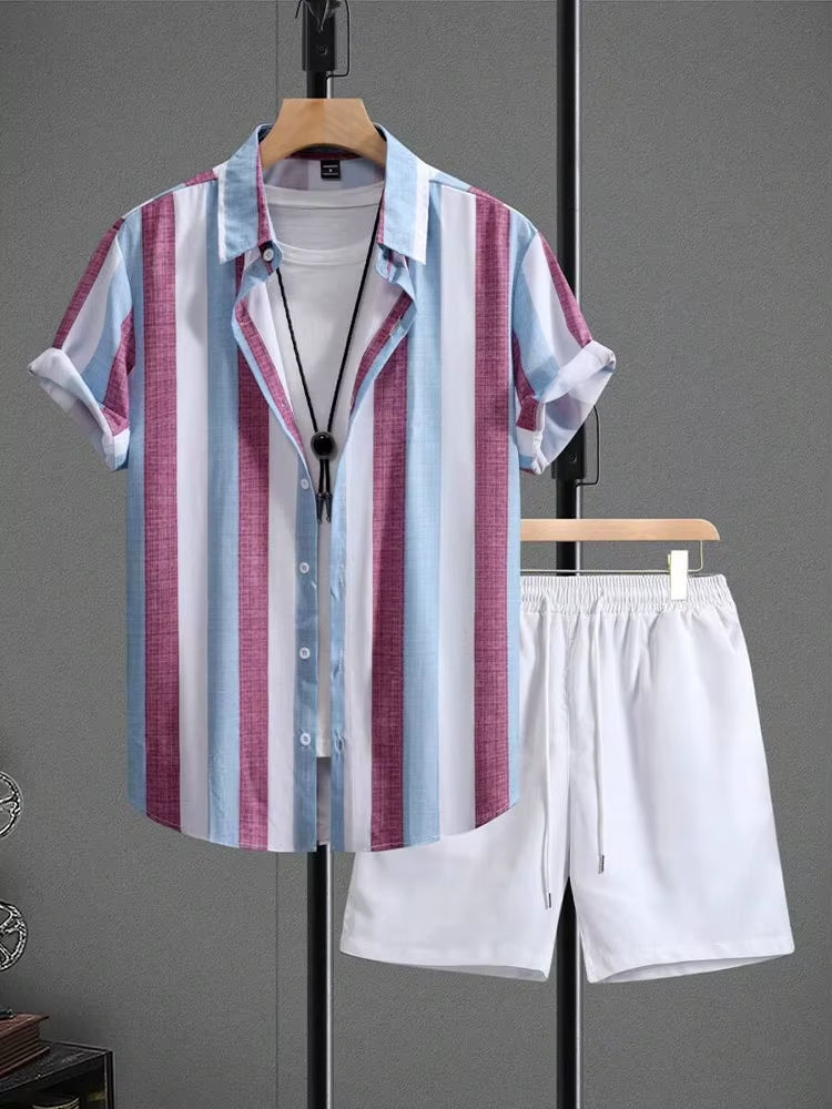 Conjunto verano hombre camisa rayas y short casual - Elio