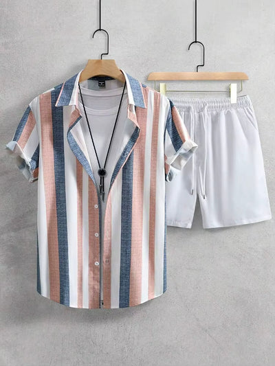 Conjunto verano hombre camisa rayas y short casual - Elio