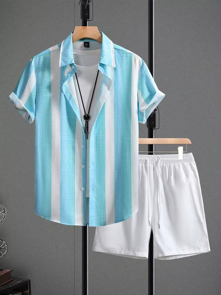Conjunto verano hombre camisa rayas y short casual - Elio