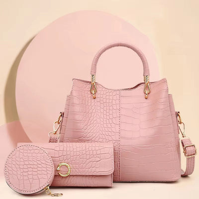 Bolso de mano mujer diseño cocodrilo 3 piezas - Valentina