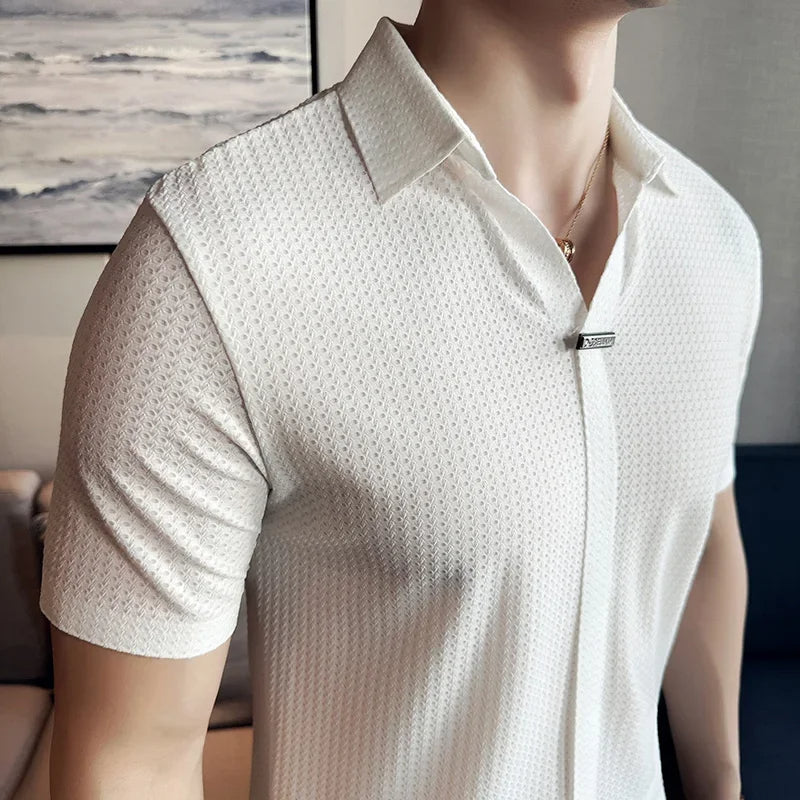 Polo hombre estilo británico textura gofre elegante - Lionel