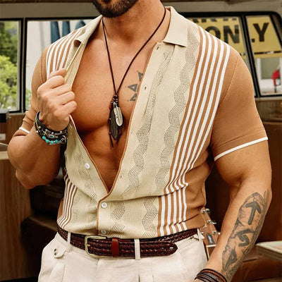 Camisa hombre punto vintage con rayas- Renato