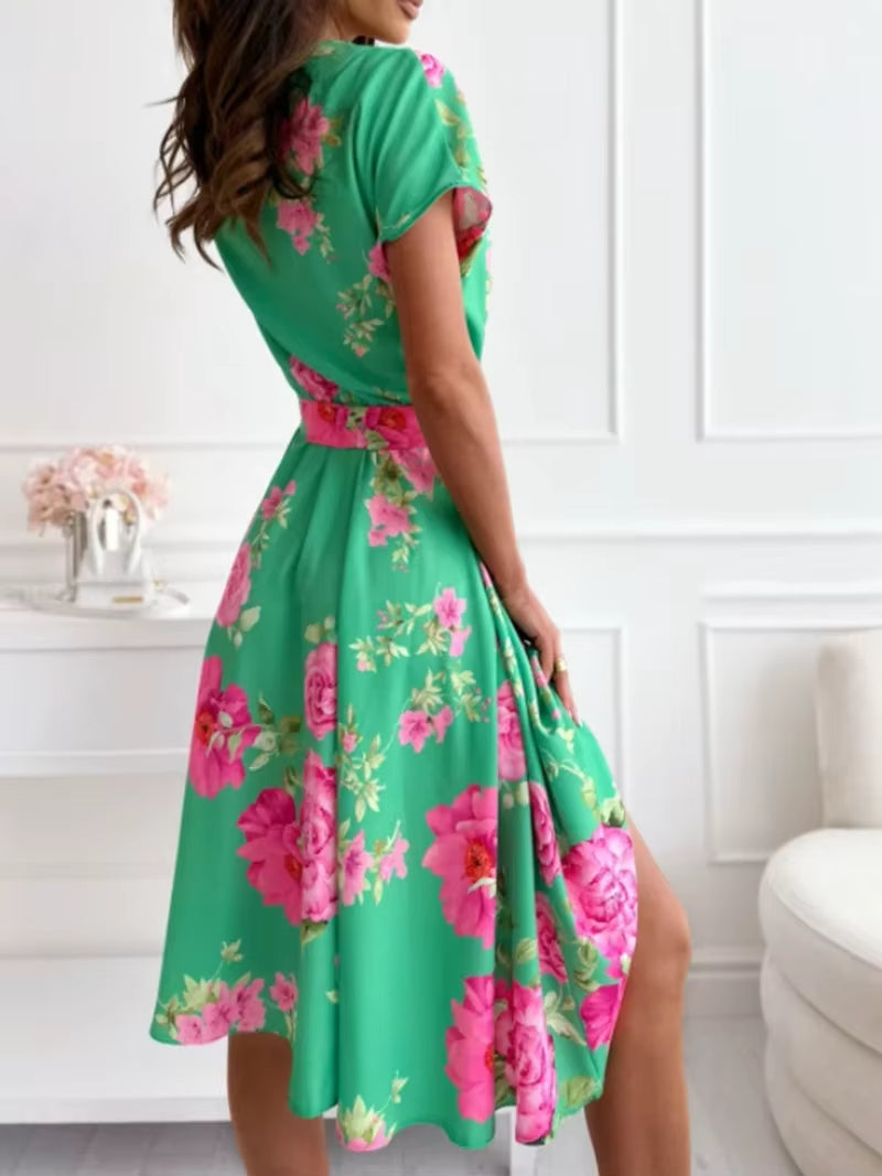 Vestido mujer estampado floral manga corta - Mirella