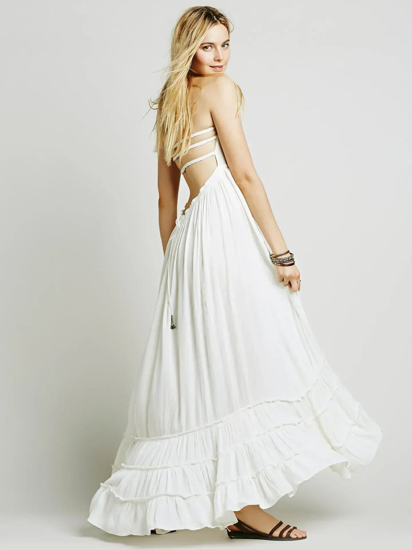 Vestido largo mujer bohemio espalda descubierta - Nayela
