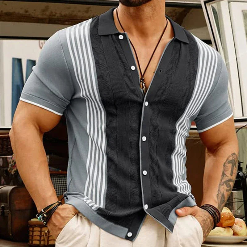 Camisa hombre punto vintage con rayas- Renato