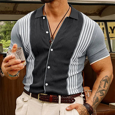 Camisa hombre punto vintage con rayas- Renato
