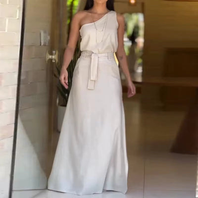 Conjunto dos piezas mujer un hombro con falda larga - Celina