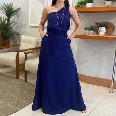 Conjunto dos piezas mujer un hombro con falda larga - Celina