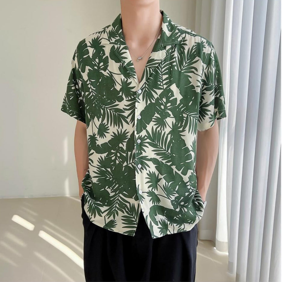 Camisa para hombre viscosa con estampado tropical estilo holgado - Julián