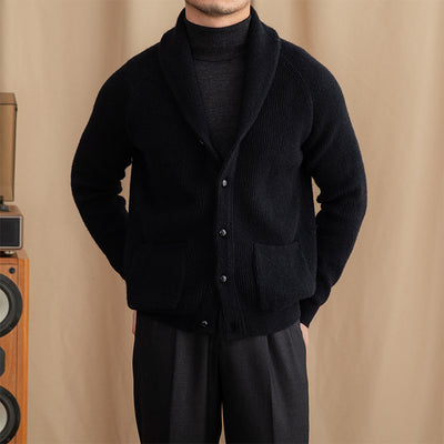 Cardigan elegante de punto para hombre con solapa clasica - Davide