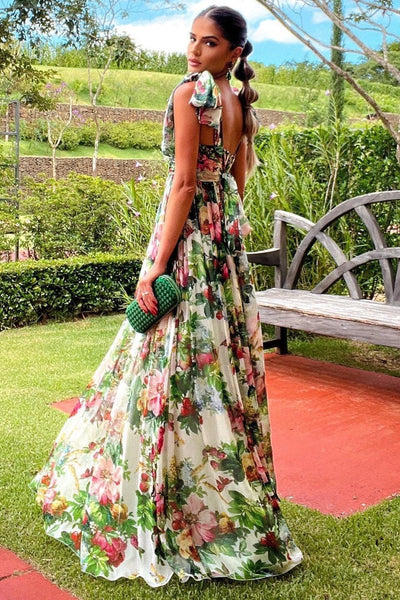 Dinara - maxi vestido estampado con tirantes