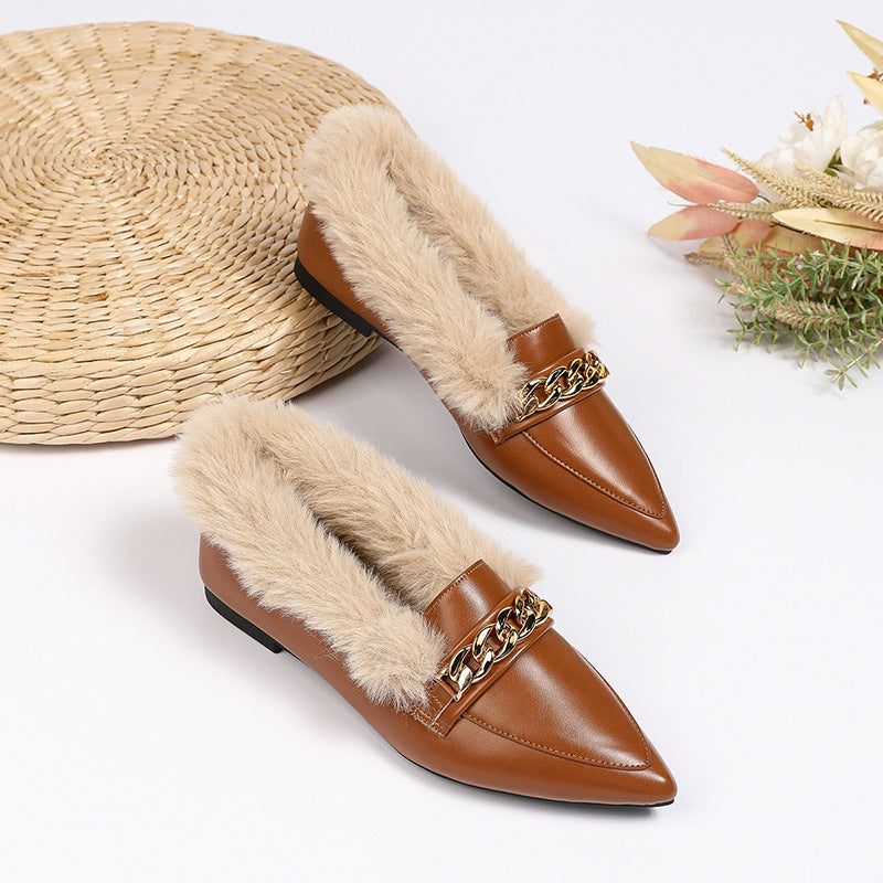 Mocasines para mujer de punta fina con forro - Ameline