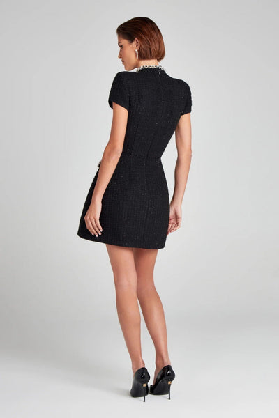 Vestido corto mujer tweed elegante con perlas  - Clarisse
